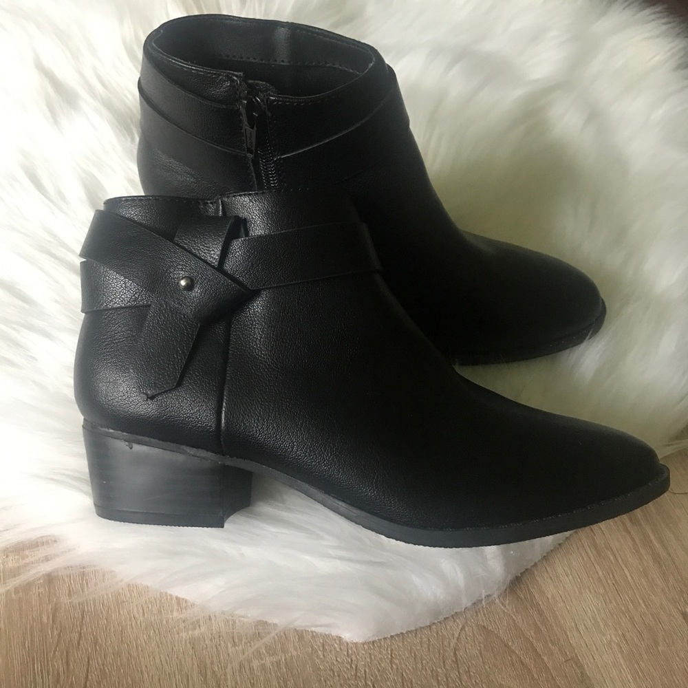 LC Lauren Conrad faux leather black ankle boots